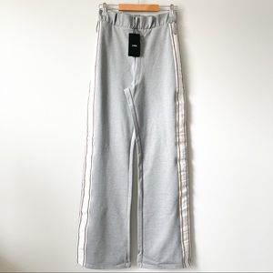 NWT SLNGHR Gray Stripe High Waist Wide Leg Pants